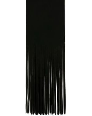 Max Mara "Avocado" Maxi Fringes Scarf - Black