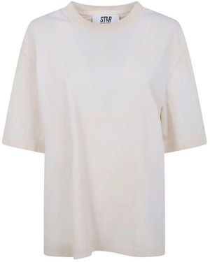 Golden Goose Star/ Relaxed Fit T-Shirt/ Cotton Jersey/ Vintage Treatment/ Star Print - White