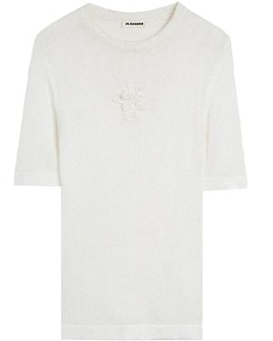 Jil Sander Ss Cn T-Shirt W/ Flower Crochet - White