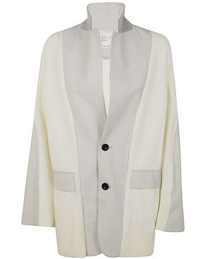 Sacai Suiting X Knit Jacket - White