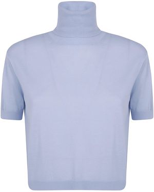 N°21 Short-Sleeve Turtleneck Sweater - Blue