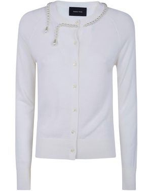 Simone Rocha "Classic Merino" Silk Cardigan With Embroidered - White