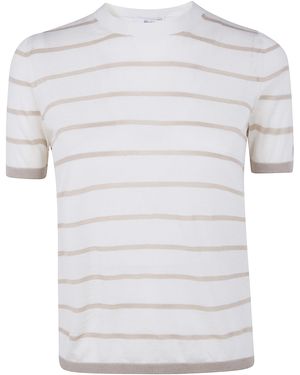 Max Mara Pure "Mxpfavetta" Stripes Silk Cashmere Sweater - Bianco