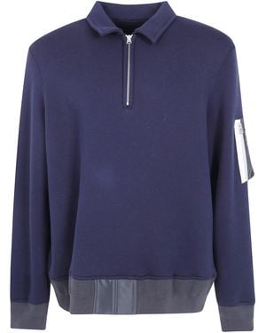 Sacai Polo Shirt Zipper "Sponge Sweat" - Blue