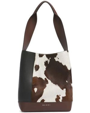 Marni Handbag Leather "Pod" Tote New Handle Mucca - White