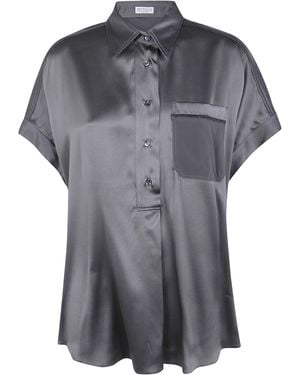 Brunello Cucinelli Shirt Short Sleeves "Silky Blouse" - Grey