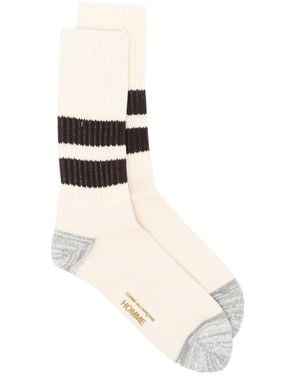 Comme des Garçons Striped Ribbed Socks - White