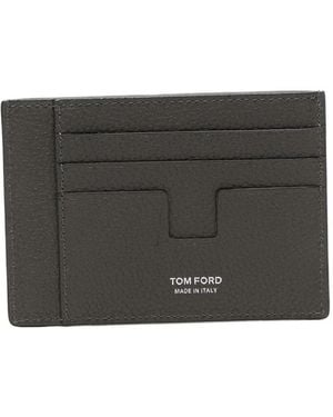Tom Ford T-Line Grained Leather Cardholder - Grey
