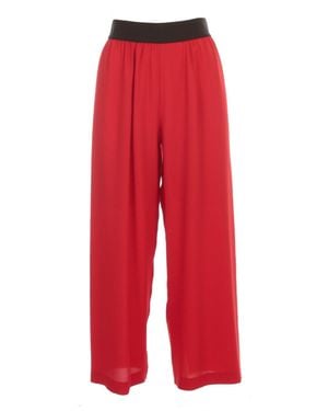 Maria Calderara Trousers Wide Leg Crepe - Red