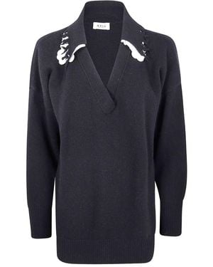 Aviu Maglione V Neck Con Paillettes - Blu