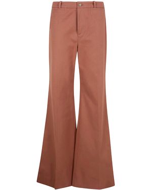 Chloé High Waisted Flared Leg Trousers - Brown