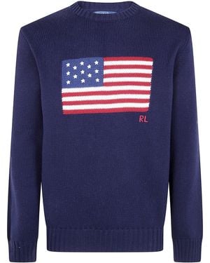 Polo Ralph Lauren Jumper Embroidered "Flag Embroidered Long Sleeve Pu - Blue
