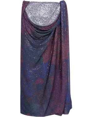 Maison Margiela Burgundy Sequins Draped Maxi Skirt - Blue