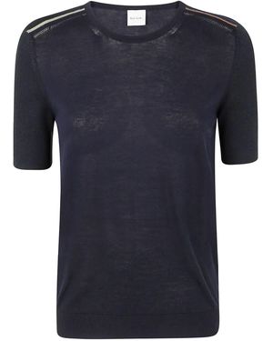 Paul Smith Knitted Short Sleeves Top Crewneck - Blue