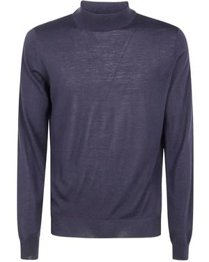 FILIPPO DE LAURENTIIS Mock Turtle Neck Jumper - Blue