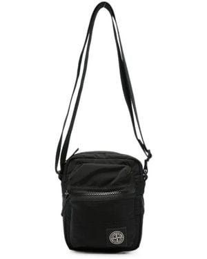 Stone Island Logo-Patch Messenger Bag - Black
