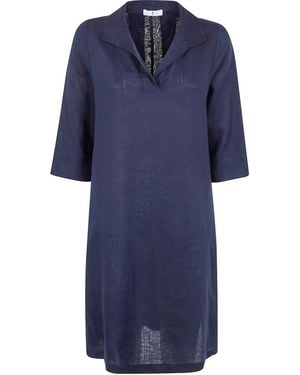 Whyci Abito Maniche Lunghe "Polo Neck Dress" - Blue