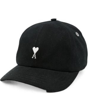 Ami Paris Hat Embroidery "Quota Ami De Coeur" - Black