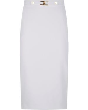 Elisabetta Franchi Pencil Logo Skirt - White