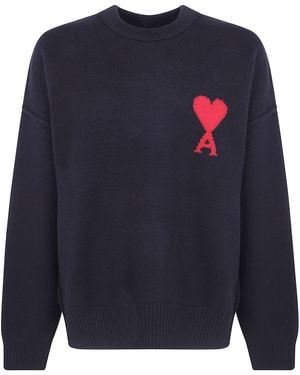 Ami Paris Felpa Girocollo "Quota Ami De Coeur" - Blu