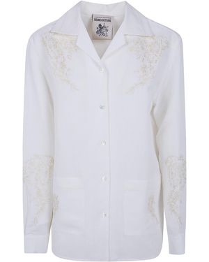 Semicouture Embroidered Linen Pijama Jacket - White