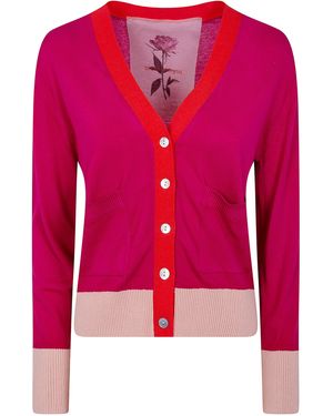In bed with You V Neck Printed Cardigan - Red