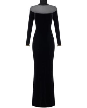 Elisabetta Franchi High Neck Long Dress - Black