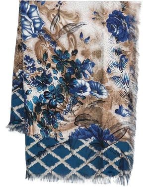 Pierre Louis Mascia "Aloeuw" 135X195 Cm Sciarpa Con Frange 4Cm - Blu