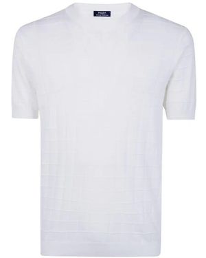 Barba Napoli Net Fancy Round Neck Jumper - White