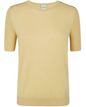 Paul Smith Knitted Short Sleeves Top Crewneck - Yellow