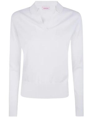 Rossopuro Long Sleeve Top With A Polo Collar - White