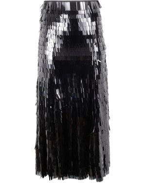 Self-Portrait Sequin Midi Skirt - Black