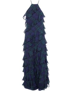 Ralph Lauren Woven Gown Dress "Woven Gown Dress" - Blue