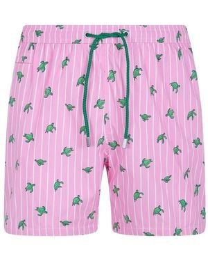 MC2 Saint Barth Lighting Micro Stretch Turtle Double Stripes Swim Shor - Pink