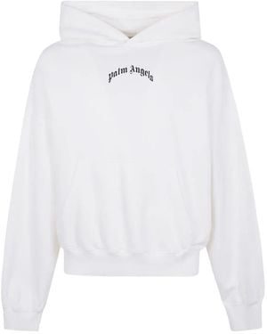 Palm Angels Back Curved Logo Loose Hoodie - White