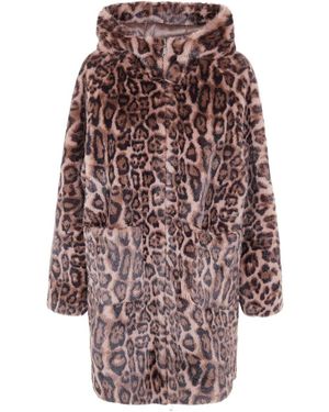 Betta Corradi "Meow" Reversible Hooded Full Zip Long Jacket - Black