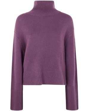 Lisa Yang "Fleur" Turtleneck Sweater - Purple