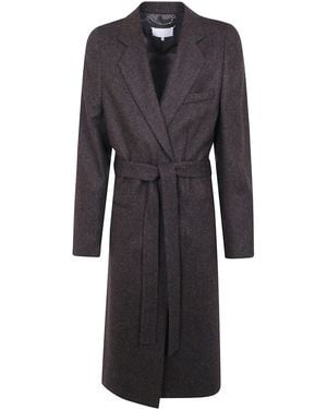 Maison Margiela Coat Herringbone "Wrapped Coat" - Black