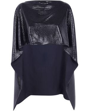 Alberta Ferretti Coat Paillettes On Jersey Cape - Blue