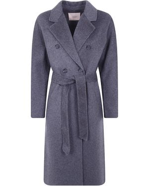 Twinset Coat Belted Wrap Coat - Blue