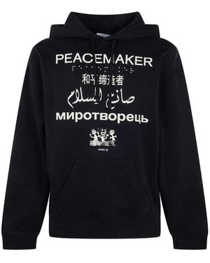Oamc Peacemaker Loose Fit Hoodie "Languages Print" - Blue