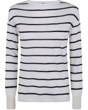 Max Mara Pure "Mxptabella" Stripes Silk Cashmere Sweater - Bianco