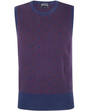 Emporio Armani Jumper Vest V Neck "Rumble Total Eclipse" - Purple