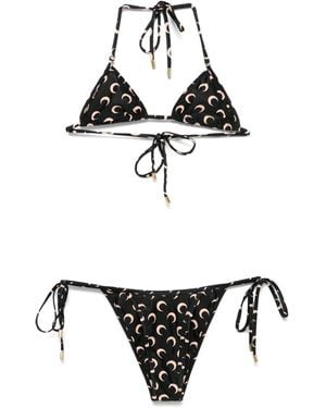 Marine Serre 'Moon' Printed Jersey Swimwear Bikini Set - White