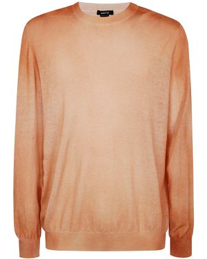 Avant Toi Two Colors Ultralight Cashmere And Wool Round Neck Pullover - Brown