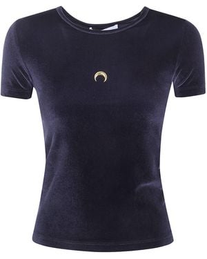 Marine Serre T-Shirt "Moon" Logo - Blue