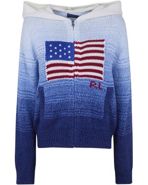 Polo Ralph Lauren "Flag" Hooded Fullzip Cardigan Jumper - Blue