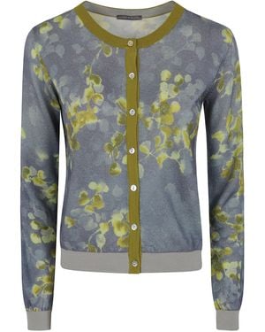 In bed with You Sweater Floral Print "Korean Collar With Contrasting T - Blue