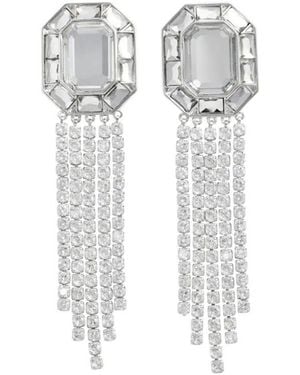 Self-Portrait Crystal Droplet Earrings - White