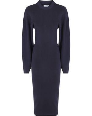 Loulou de Saison Dress Bodycon High-Neck "Elena" - Blue